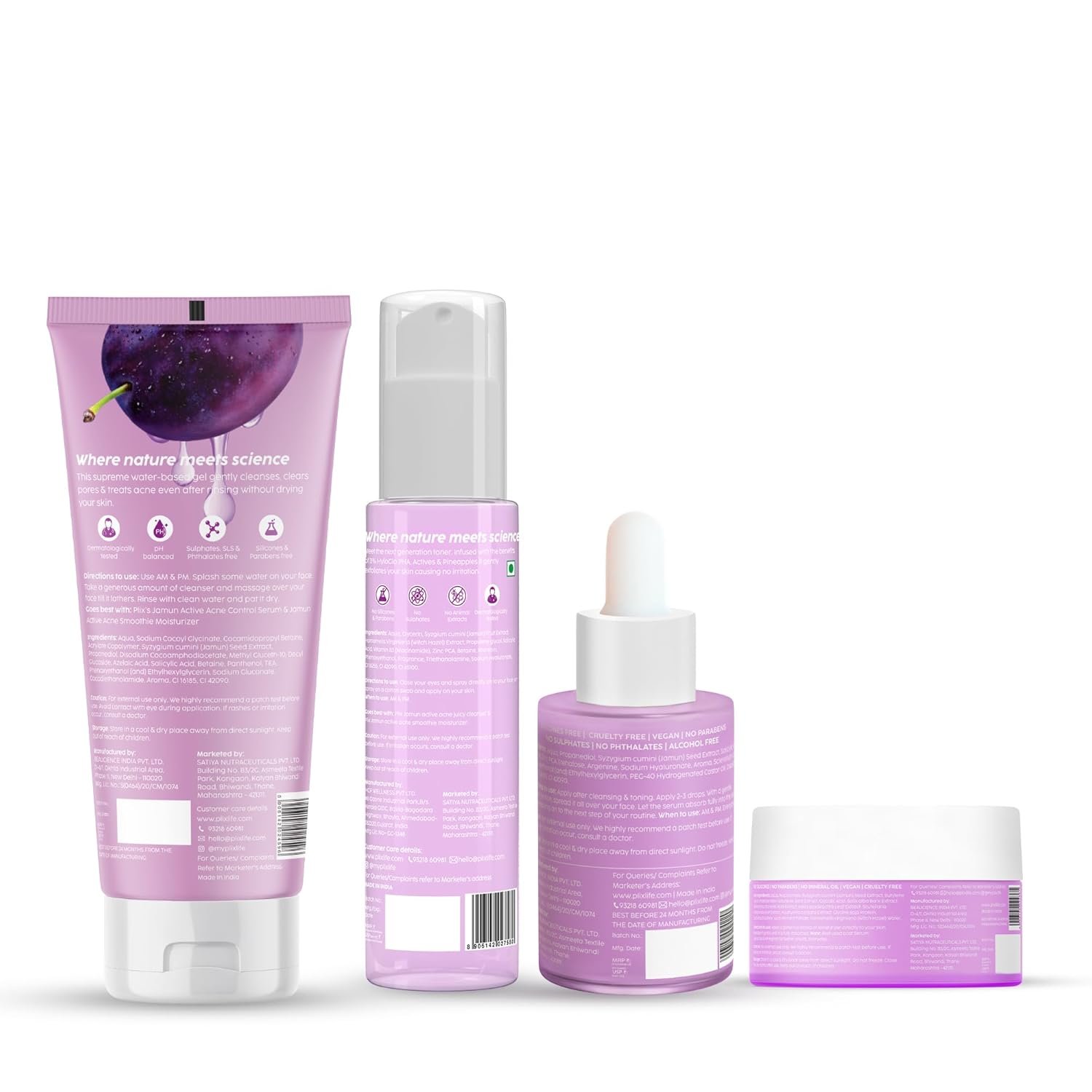The Plant Fix Plix Jamun Active Acne Range With Cleanser, 2% Salicylic Acid Serum, Smoothie Moisturizer, & Toner Reduces Active Acne Detoxifies The Skin l Soothes Redness For All Skin Types - Image 4